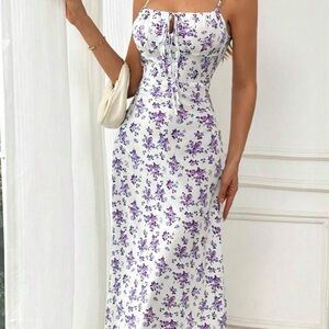 SHEIN Purple Floral Midi Dress